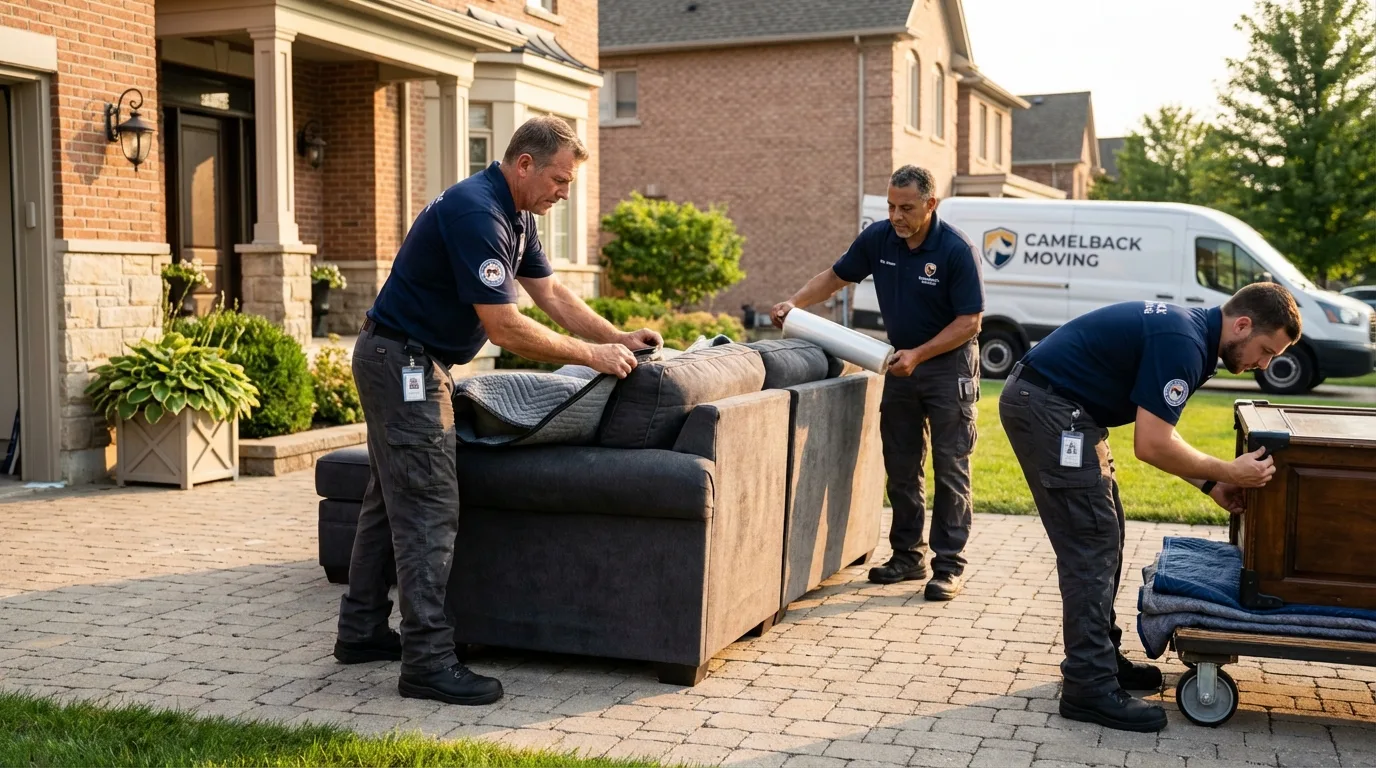 Large estate moving crew wrapping furniture in Alma, AR